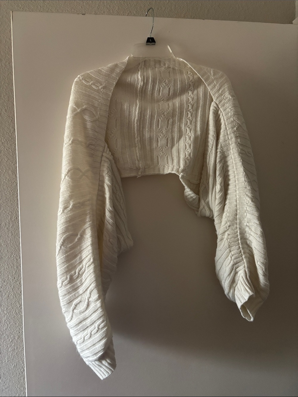 SHEIN Cream Cable Knit Cropped Shrug